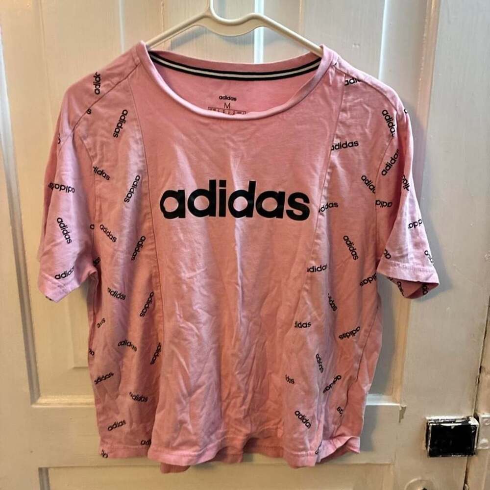 Adidas Pink Allover Logo Kids T-Shirt